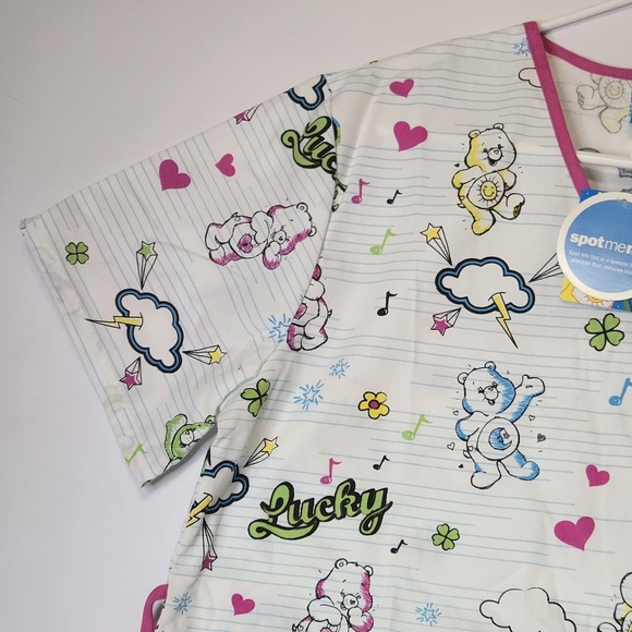 Care Bears Adorable Pink & White Scrub Top Measures Like A Large (Labled S) 2008 - Picture 7 of 15